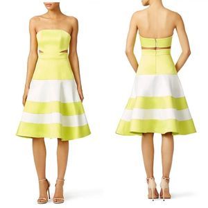 Alexis Simona Green White Strapless Satin Cutout Dress size XS